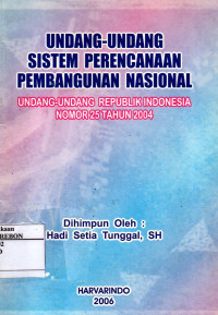 Image of Undang-undang Sistem Perencanaan Pembangunan  Nasional